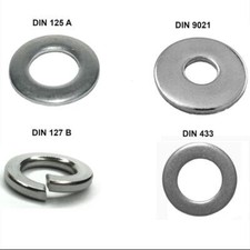 Unterlegscheiben DIN 125/Federring DIN 127 /Kotflügelscheibe  M4 - M12  verzinkt