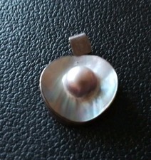 Anhänger Mabé-Perle grau Silberrand 925er 3,5cm Design Schmuck