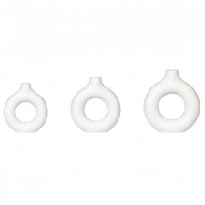 Moderne Reinweiße Donut Design Vase für stilvolle Tischdeko