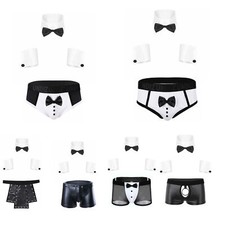 DE  Herren Fliege Kragen Boxer Slips Smoking Kostüm Cosplay Dessous Nachtwäsch