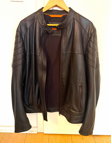 Boss herren lederjacke - lederjacke, schwarz