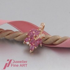 Saphir-Anhänger mit Clipöse 9 pinkfarbene Safire & 8 Brillanten-14K/585 Gelbgold