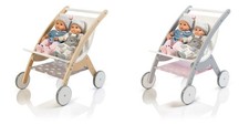 Musterkind Holz Spielzeug Puppen Kinder Zwillings Baby Wagen Buggy Gummi Reifen