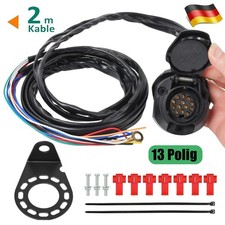 Anhänger Steckdose 13 Polig mit Kabel 2m Vorverdrahtet Anhängerkupplung DHL
