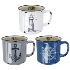 3x Kaffeebecher aus Porzellan - 500 ml Trinkbecher