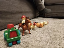 Vintage Fisher Price Little People Bauernhof Set mit Tieren und Traktor Tiere