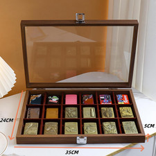 VITRINE FÜR 18 ZIPPO FEUERZEUGE, SAMMLER, DISPLAY, HOLZ -NEU