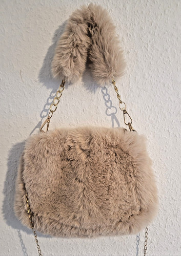 Damen handtasche beige plüsch - damen,