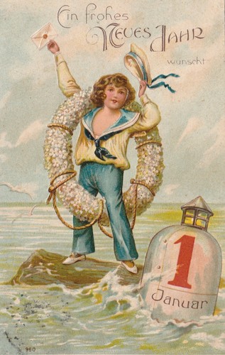Prägekarte neujahr 1907 - prägekarte,