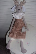 Tilda-Art handmade Rentier-Mädchen neu m. Kleid, Herzchen, ca. 49 cm,schöne Deko