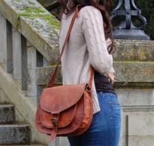 Neu Damen Retro Vintage Leder