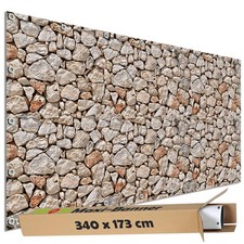 Garten Sichtschutz Plane PVC Bauzaunblende Deko Banner Motiv Bruchstein Mauer