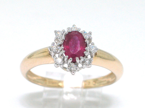 Rubin ring 375 - 9k, gelbgold