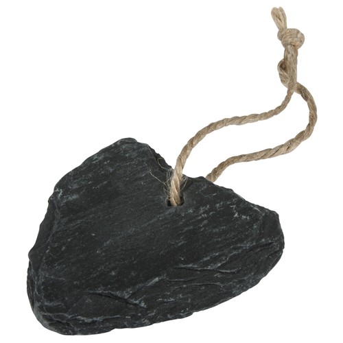 Schiefer herz mit - mit, juteband