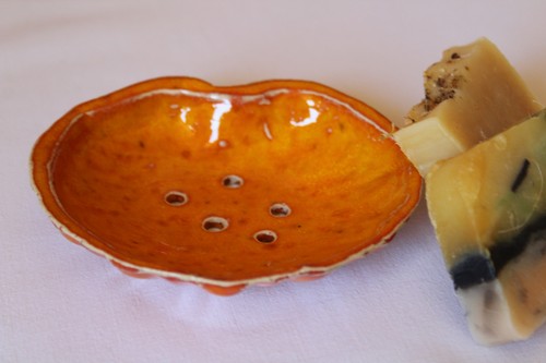 Seifenschale orange keramik - seifenschale,