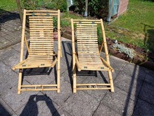 Liegestuhl Sonnenliege Gartenliege Klappstuhl Bambus 3-fach-verstellbar