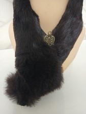 Pelzschal Kragen Pelzschal Halswärmer Rex Kaninchen Geschoren Mahagonibraun