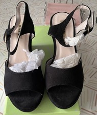 Damenschuhe Keilabsatz Plateau Sandaletten Sandalen Wildleder