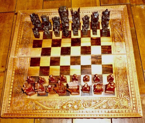 Schach bali handgeschnitzt - schach,