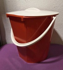 DDR PNEUMANT WINDELEIMER ABFALLEIMER mit DECKEL ROT/ WEIß VINTAGE OSTALGIE