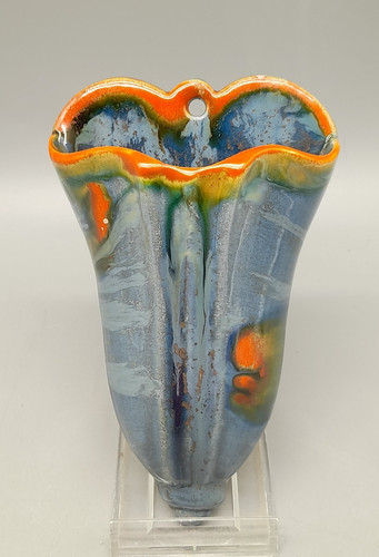 Blau rote wandvase 3636 - wandvase,