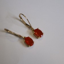 Klassische Feueropal Ohrhänger 585 Gold, 24 mm = 1,6 g