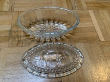 Schöne alte Glasbutterdose Kuh Butterdose Kuhbutterdose Made in France Vintage
