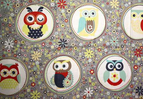 Patchworkstoff panel eulen - patchworkstoff,