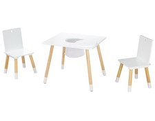 roba Kindersitzgruppe mit Netzeinsatz Tisch mit 2 Stühlen weiß/natur 3-tlg.
