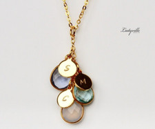 Halskette Geburtsstein Initial Gravur Personalisiertes Geschenk Frauen Mutter