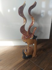 Holz Figur Liebespaar Kuss Handbemalt Paar Schnitzerei Indonesien Vintage 34 cm