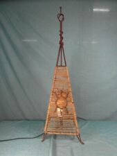 Tischlampe Fundstück Antik Stil Eisen Binsengeflecht Lampe Leuchte Vintage o1a3