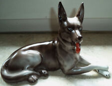 Schäferhund , Hunde - Tier - Figur Porzellan, Walbrzych Made in Poland, um 1960