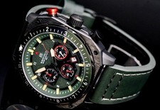 Edle XL Naviforce Herren Männer Armband Uhr Chronograph Stoppuhr Datum Green NEU