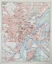 antiker historischer Stadtplan
