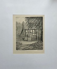 Radierung Fritz Friedrich Hartmann 1878-1961 Stiller Winkel Fachwerkhaus