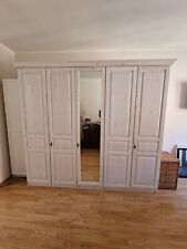 Kleiderschrank, 5-türig, Kiefer massiv, weiß gewachst