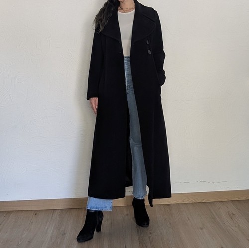 Damen langer mantel - langer, schwarz