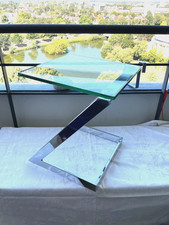 Designer Freischwinger Beistelltisch Bauhaus Tradition Glas + Edelstahl Chrom