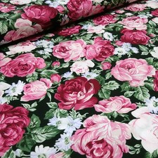 Stoff Baumwolle Popelin Rosen