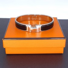 Hermés Clich Armreif, Silber Schwarz