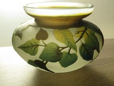 Jugendstil Glas Vase cameo Kamee Überfang geätzt Art Nouveau Galle-style grün