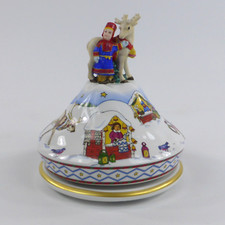 Hutschenreuther Spieluhr 2010 Porzellan Weihnachten Spieldose Kind mit Rentier