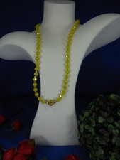 Collier Halskette Gelbe Glasperlen + Bicolor-Metall.479.8