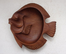 Vintage Teakholz Schale Holzschale Ablage Wanddekoration Handarbeit 21 x 20,5 cm