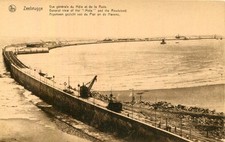 AK Bügge ca. 1920 ? Zeebrugge - Bauarbeiten an der Mole Kleinbahn Kran Schienen