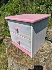 Kommode Anrichte Sideboard mit 2 Schubladen Kiefer massiv lackiert in Weiß/ rosa