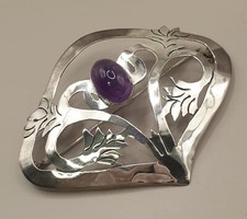 XXL Art Deco Silber Brosche