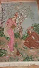 Täbris Wandteppich Motiv Handgeknüpft Orient Perser Bilder-Teppich Täbrizi echt 