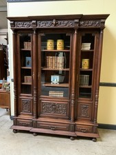 Antiker Neorenaissance Bücherschrank, Vitrine, Nußbaum - Lieferung möglich!